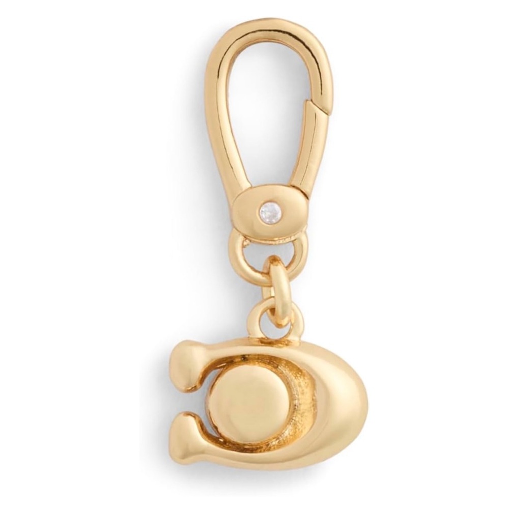 Coach Gold Keychain, Jewelry, Bag Charm with Pink Crystal Accent - New - Picture 2 of 6